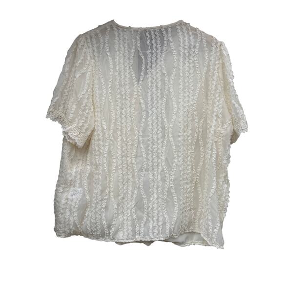 SHEIN Plus Size 2X Ruffle Sheer Button Up Blouse Women’s Dressy Top Elegant Chic - Picture 2 of 5